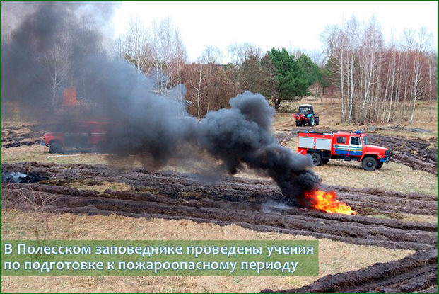 В Полесском заповеднике проведены учения по подготовке к пожароопасному периоду